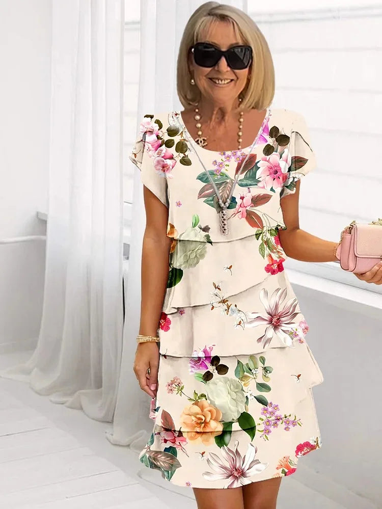 CELINA | VESTIDO PLISADO CON VOLANTES