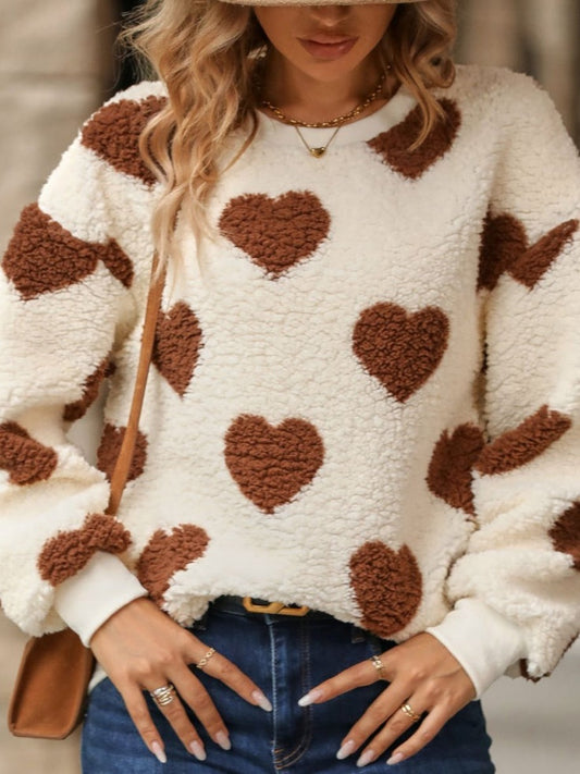 SUDADERA DE CORAZONES ABRIGADA