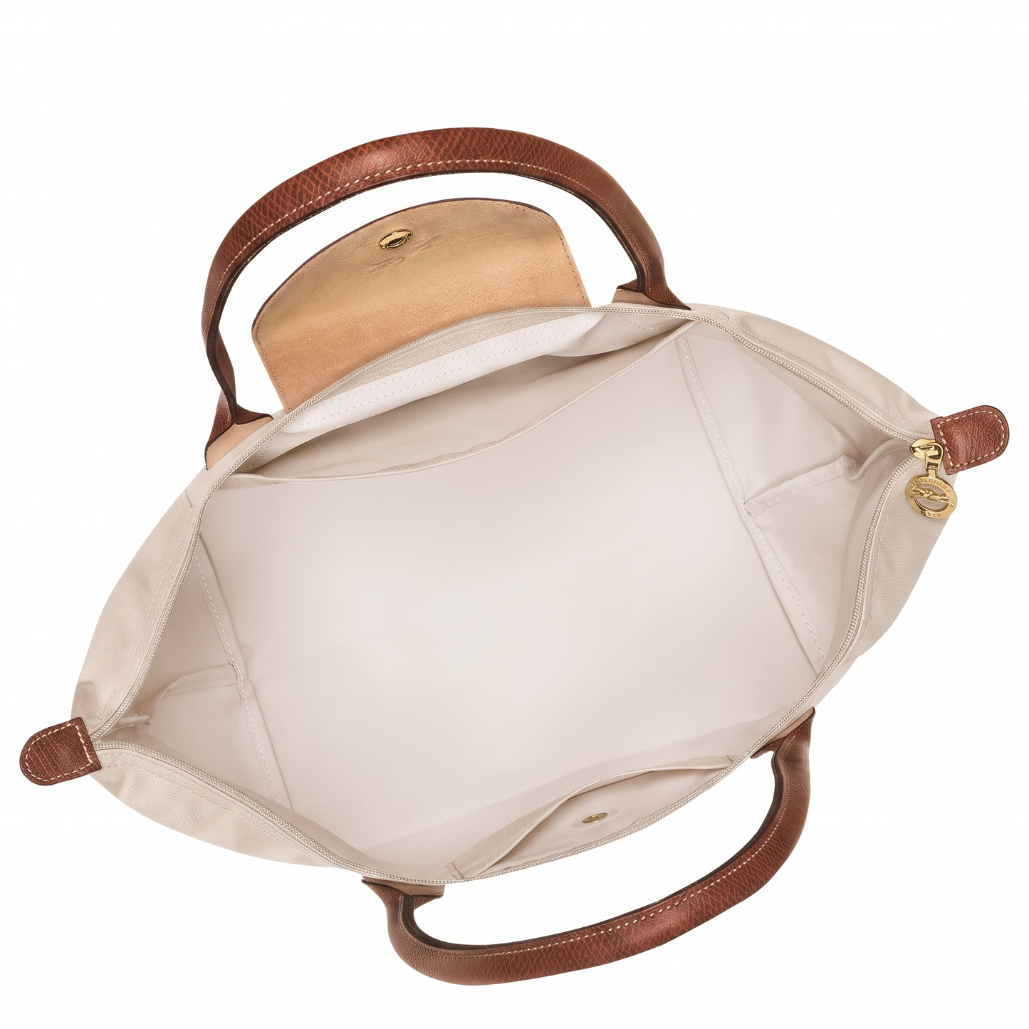 Bolso Tote Mediano Longcham Beige interior