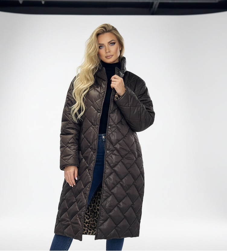 ABRIGO ACOLCHADO PREMIUM CON FORRO ESTAMPADO DE LEOPARDO