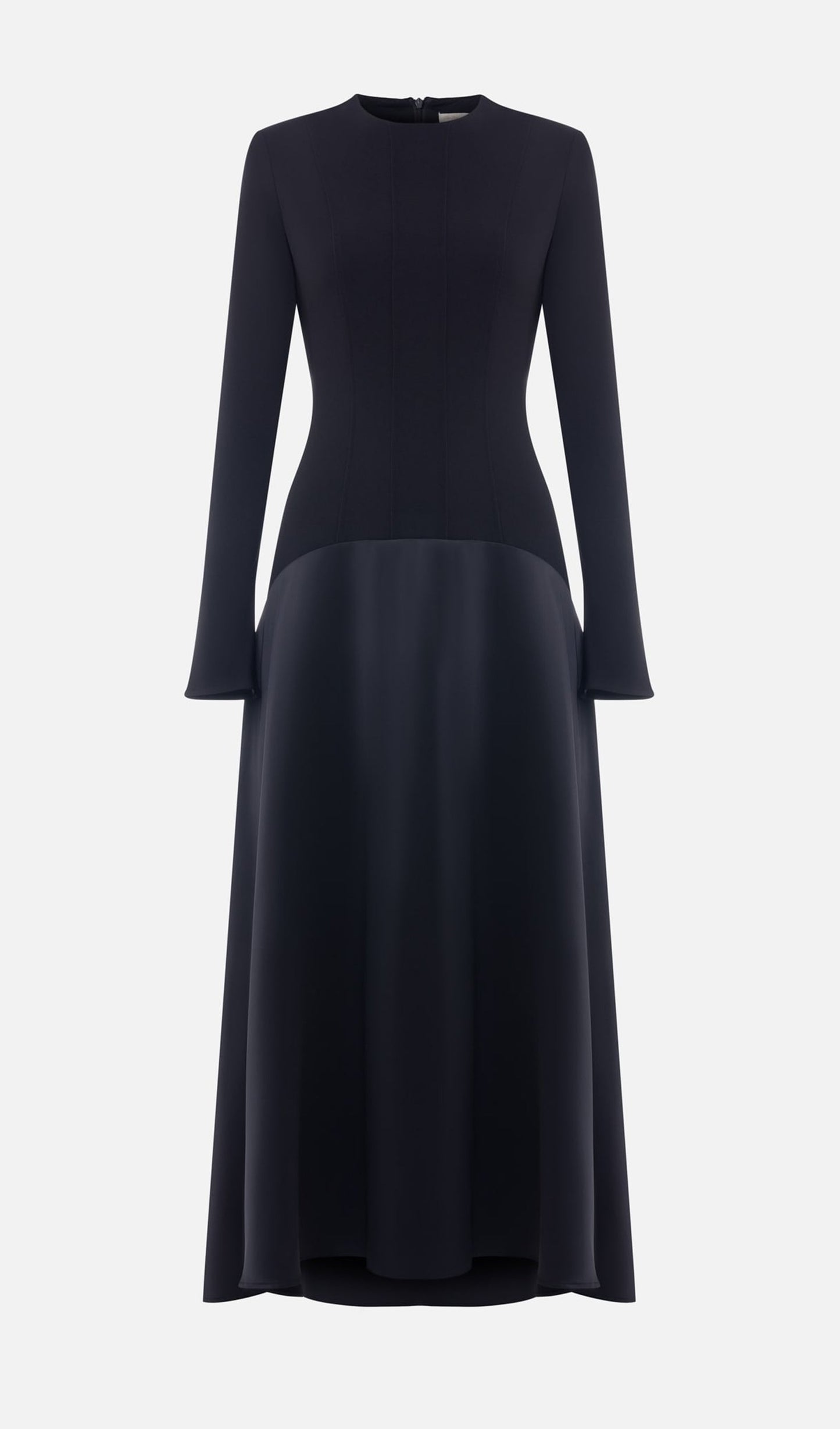 VESTIDO LARGO DE PUNTO Y SATÉN