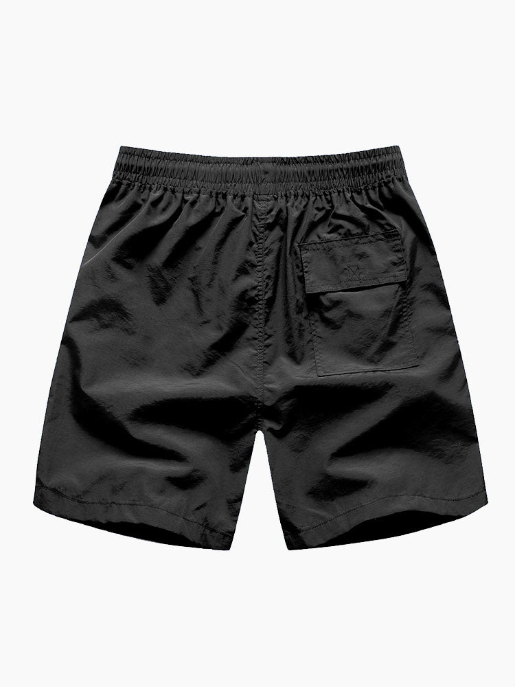 Camisa de botón con estampado de geometría étnica de tortuga de palmera y pantalones cortos de baño