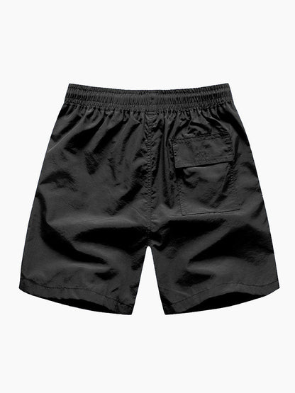Camisa de botón con estampado de geometría étnica de tortuga de palmera y pantalones cortos de baño