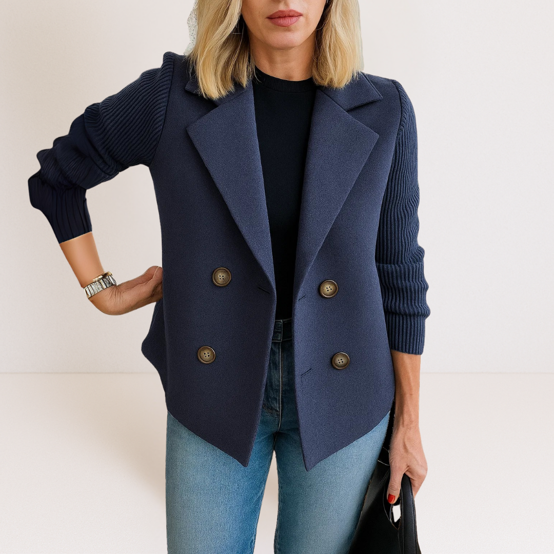 BLAZER ELEGANTE CON MANGAS DE PUNTO