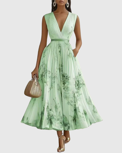 ROWELLA VESTIDO MAXI PLISADO ELEGANTE