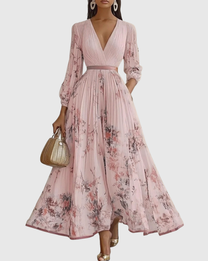 ROWELLA VESTIDO MAXI PLISADO ELEGANTE