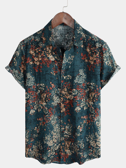 PACKS-Camisa de manga corta estilo resort con estampado