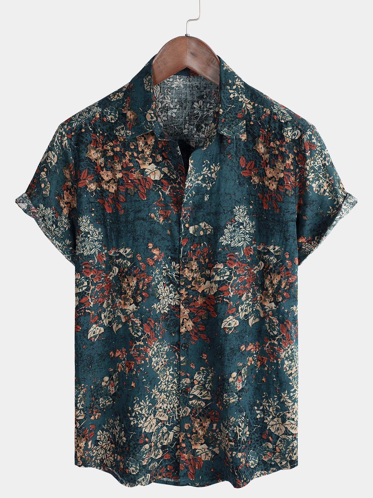 PACKS-Camisa de manga corta estilo resort con estampado