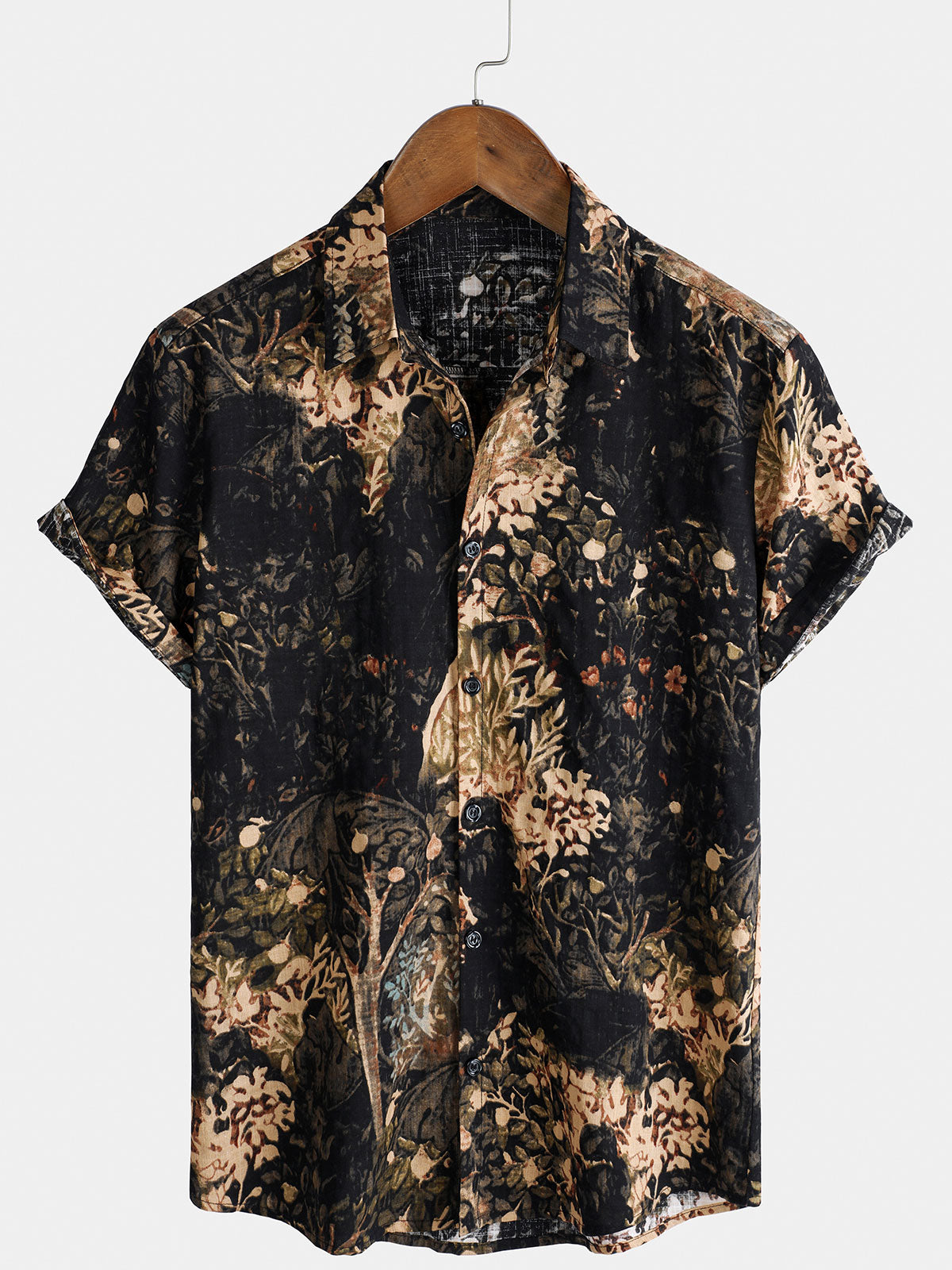 PACKS-Camisa de manga corta estilo resort con estampado