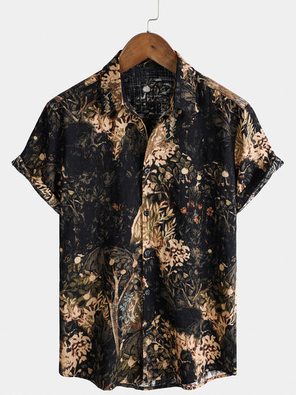 PACKS-Camisa de manga corta estilo resort con estampado