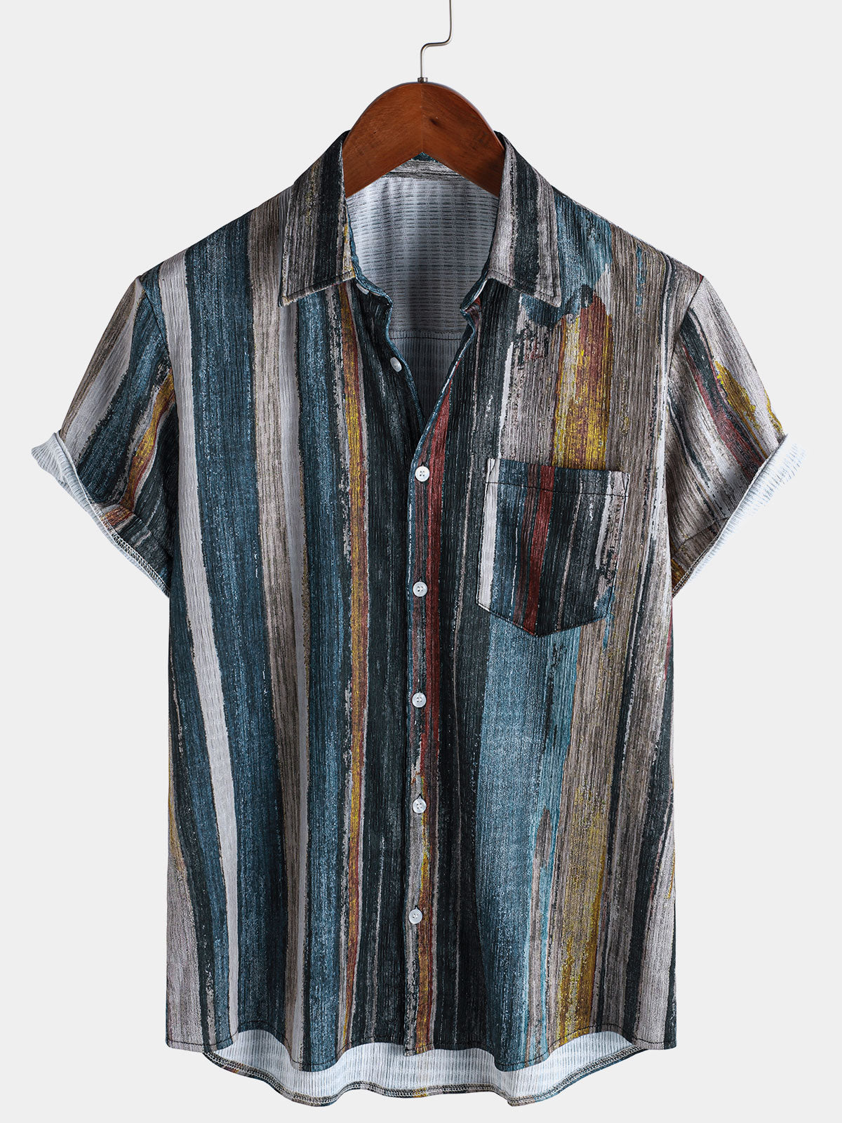 Makai –  Camisa hawaiana con rayas para hombre
