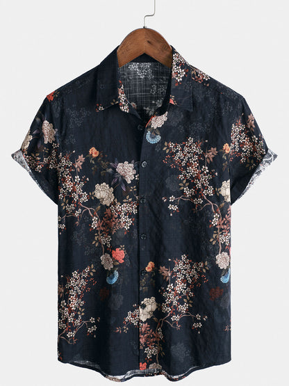 PACKS-Camisa de manga corta estilo resort con estampado