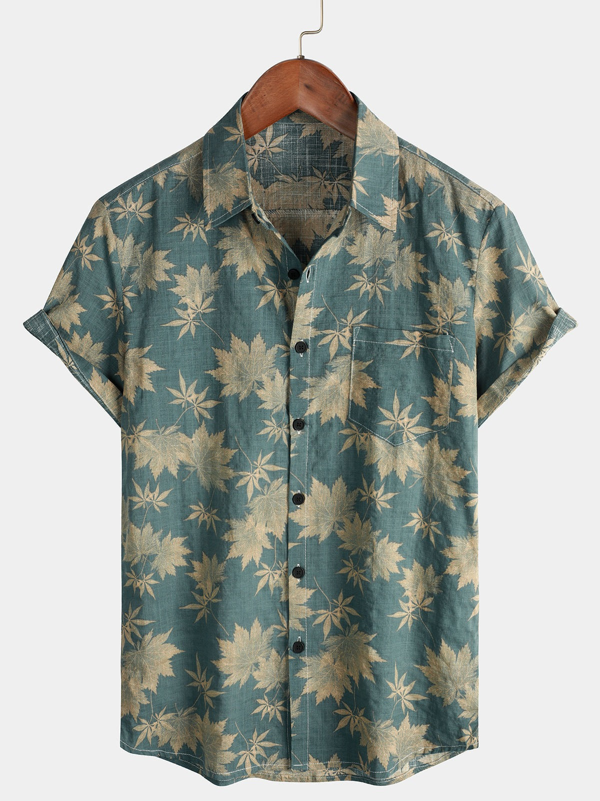 Lote de 2 |  Camisa hawaiana retro de algodón con estampado floral para hombre