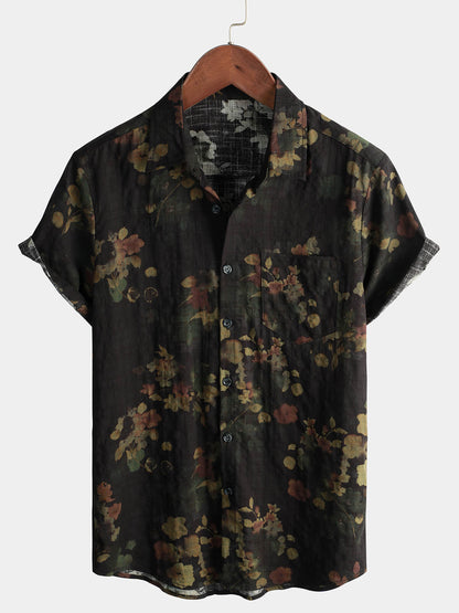 Lote de 3 |  Camisa de playa informal de algodón de manga corta para hombre