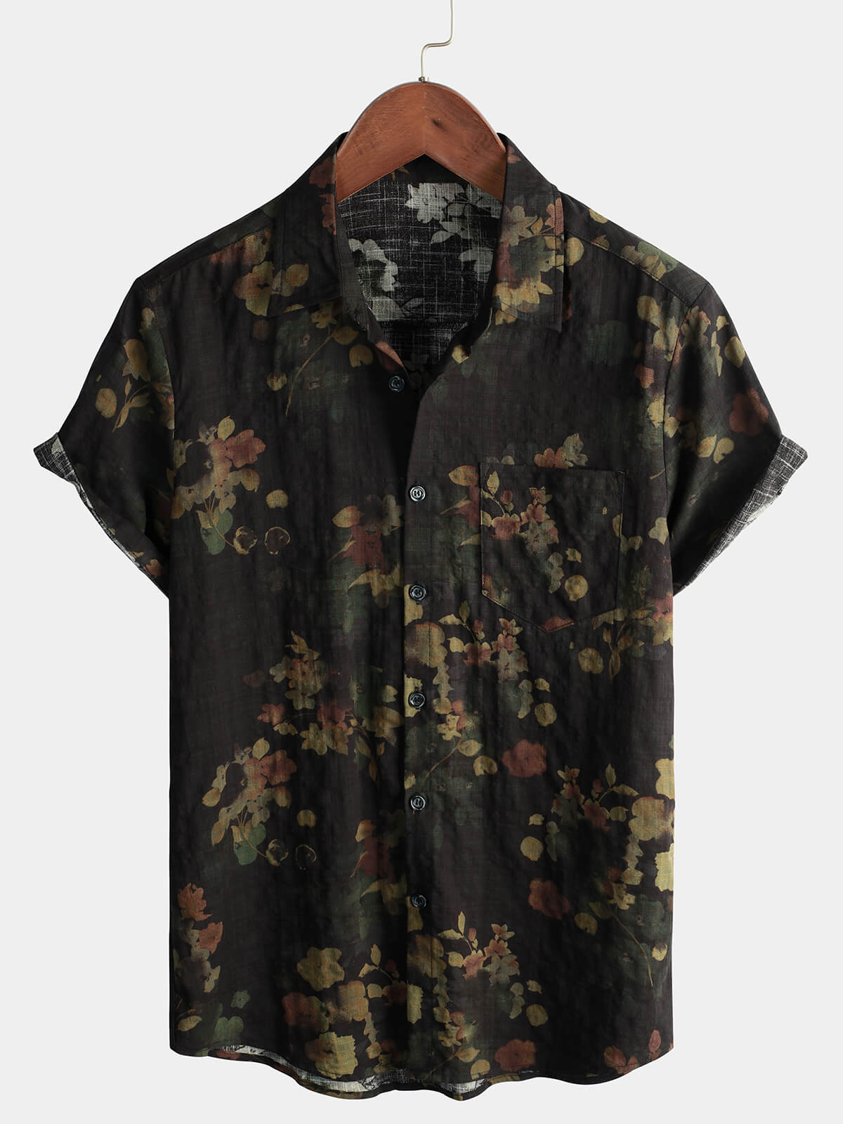 PACKS-Camisa de manga corta estilo resort con estampado