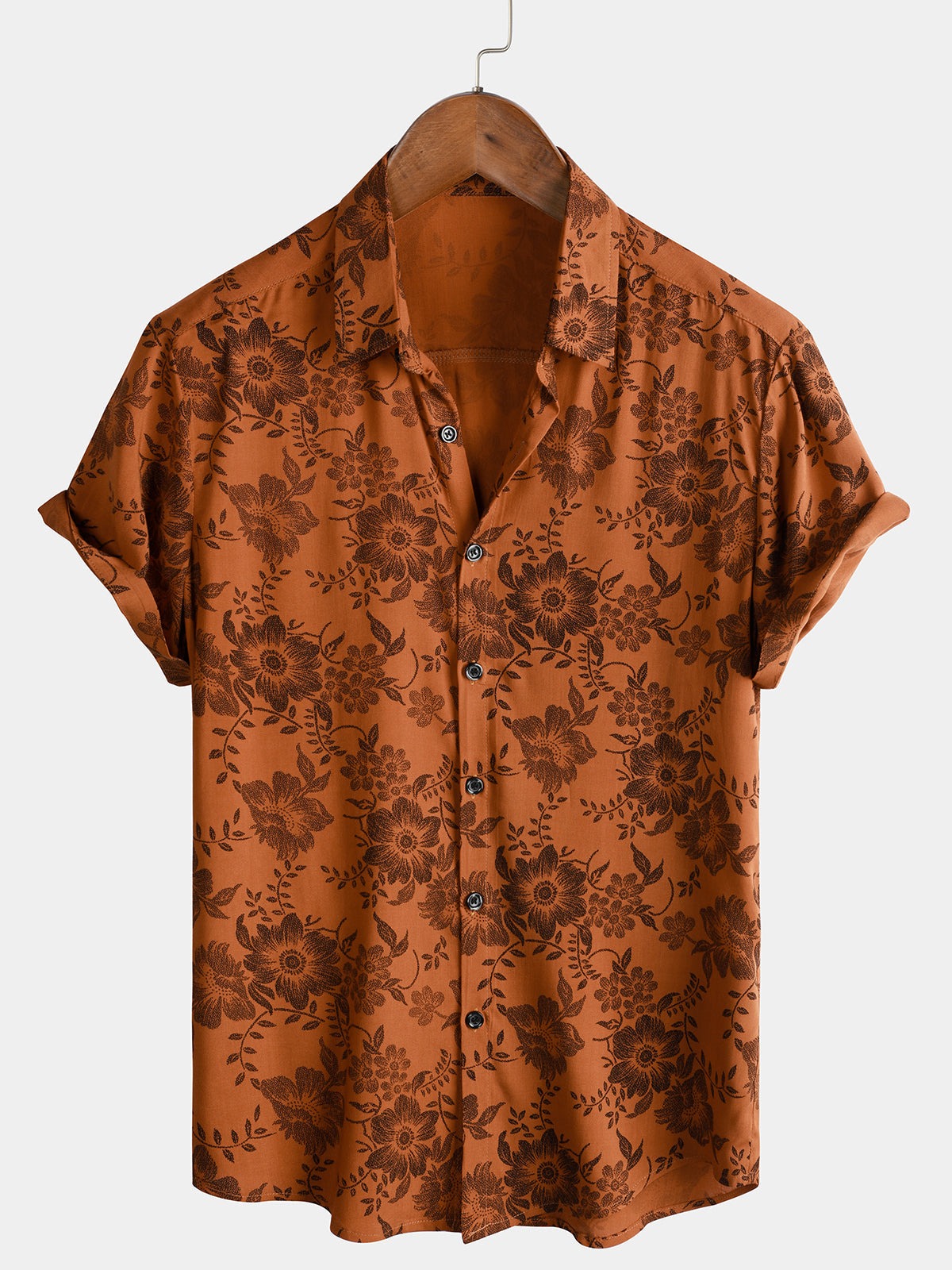 Lote de 4 | Camisa hawaiana retro de algodón con estampado floral para hombre