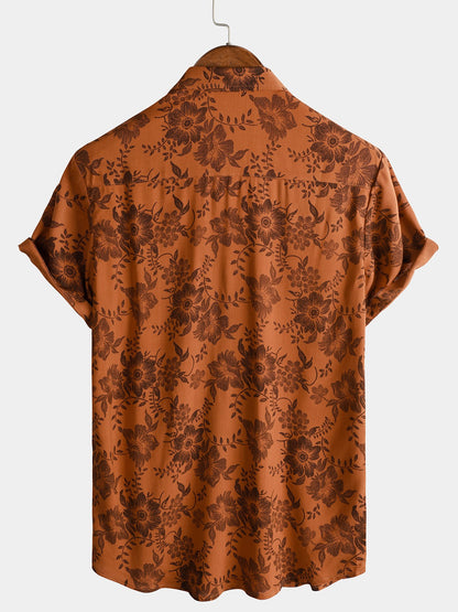 Lote de 3 | Camisa hawaiana retro de algodón con estampado floral para hombre
