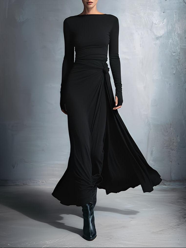 VESTIDO MAXI CON NUDO LATERAL VITTORIA