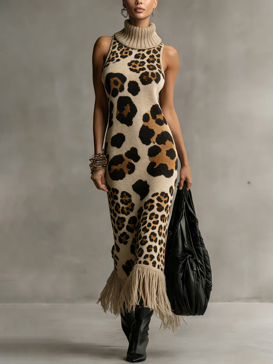 DRESS BROWN | LEOPARD MAXI FLOW