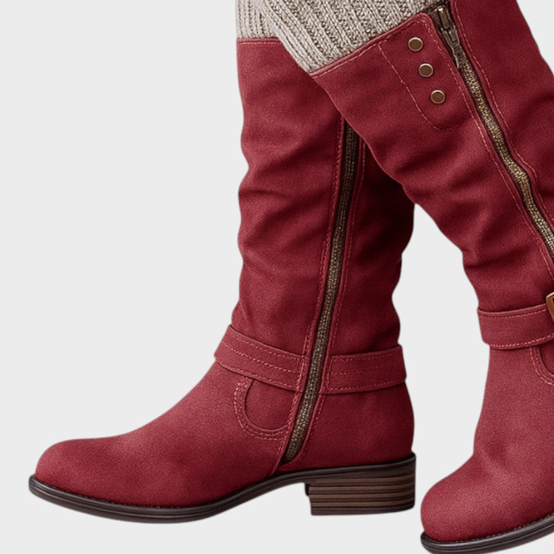 Gloria | Bota de Caña Alta con Detalle de Malla Trenzada