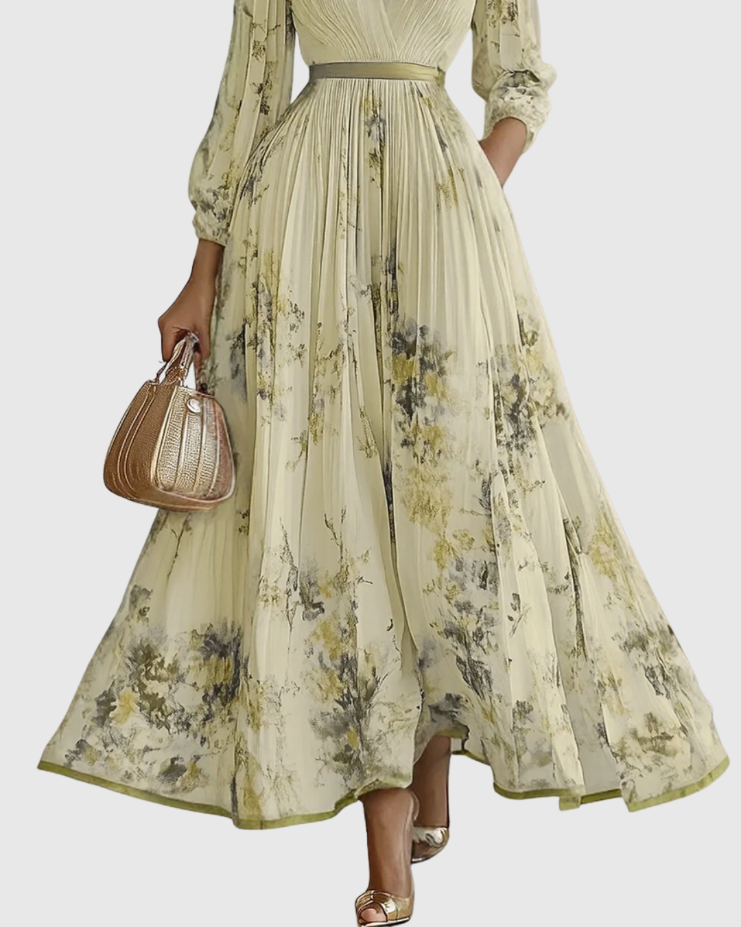 ROWELLA VESTIDO MAXI PLISADO ELEGANTE