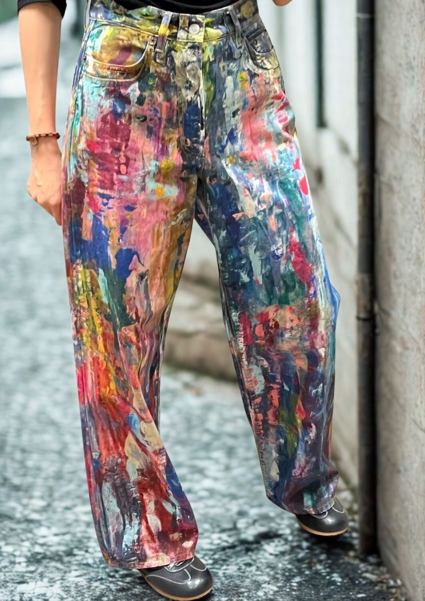 JEANS ARTÍSTICOS WIDE LEG PINTADOS A MANO