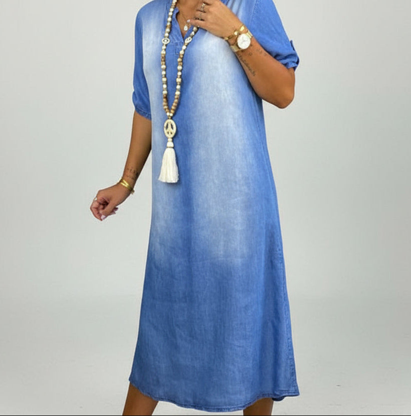 Inea – Vestido denim con cuello en V