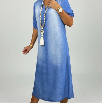 Inea – Vestido denim con cuello en V