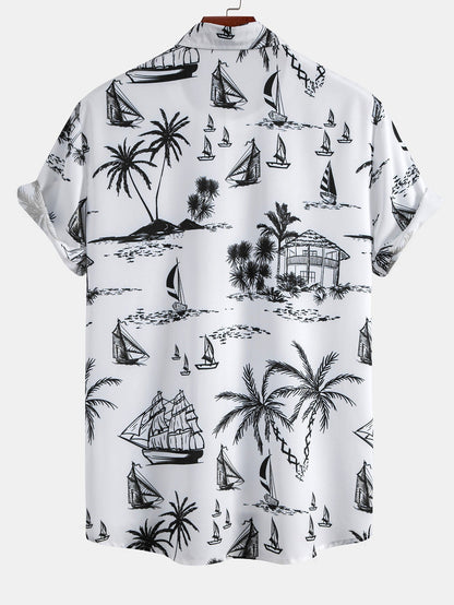Camisa de Botón y Pantalones Cortos de Baño Island Sailing