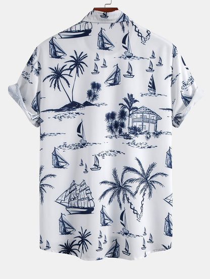 Camisa de Botón y Pantalones Cortos de Baño Island Sailing