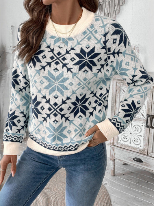 JERSEY AZUL GEOMÉTRICO CON COPOS DE NIEVE