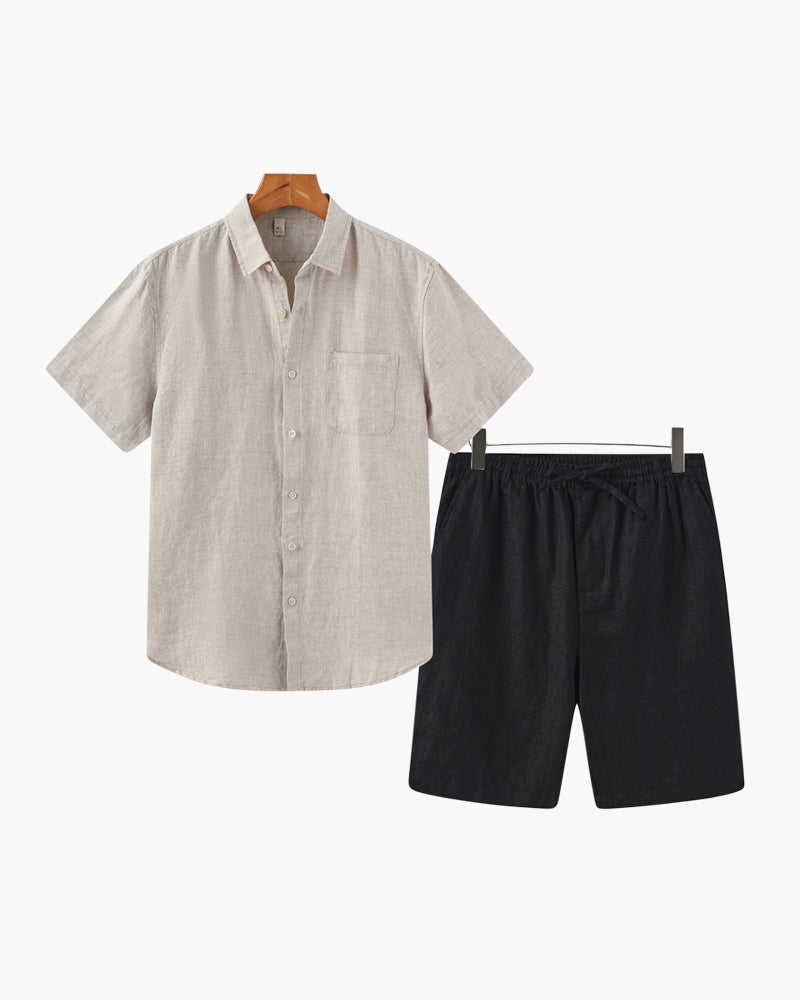 Conjunto Leinen – Camiseta + Shorts de lino fresco
