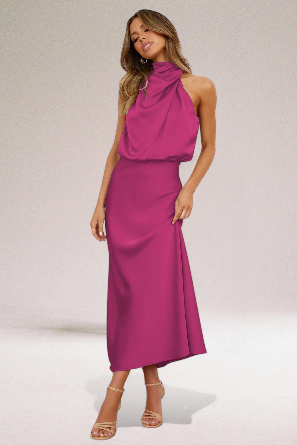 Elara – Vestido de Noche de Satén Elegante