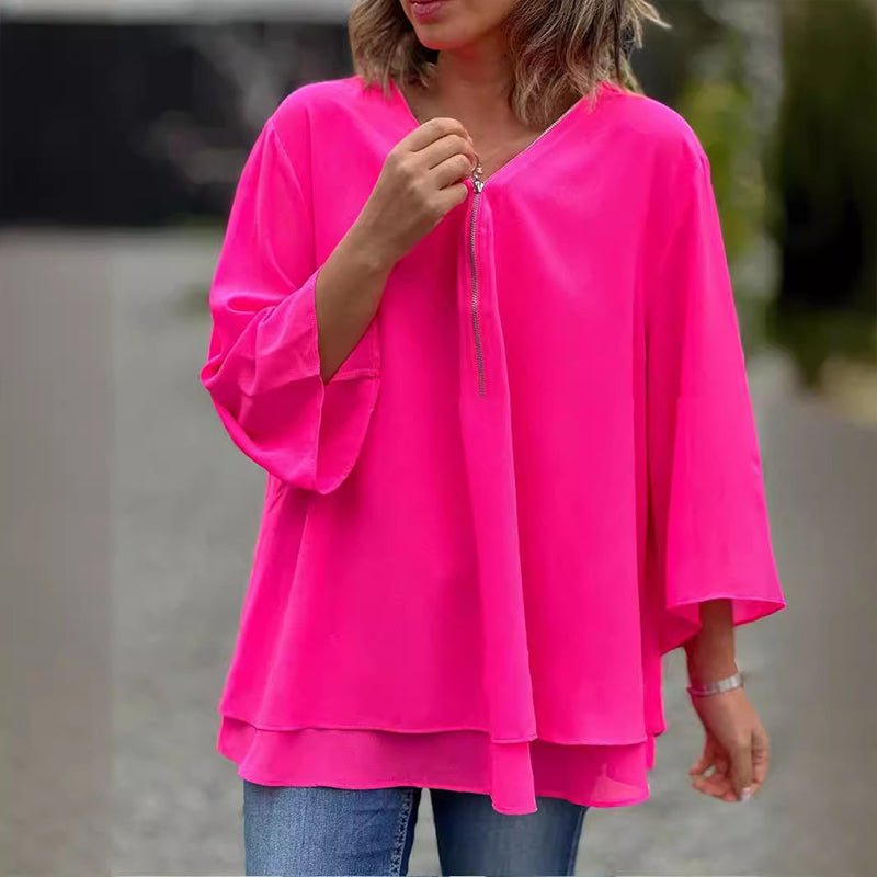 Lorelai  – Blusa de Gasa con Cremallera