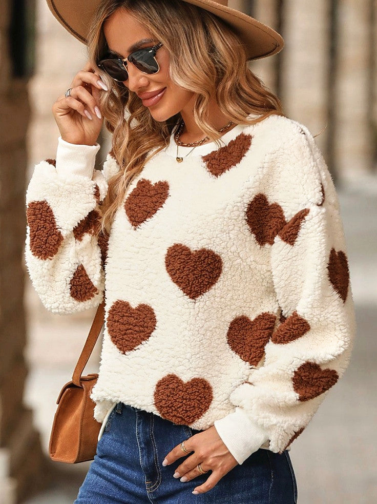 SUDADERA DE CORAZONES ABRIGADA