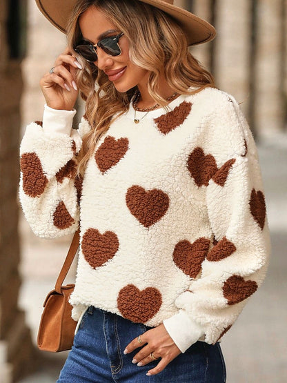 SUDADERA DE CORAZONES ABRIGADA