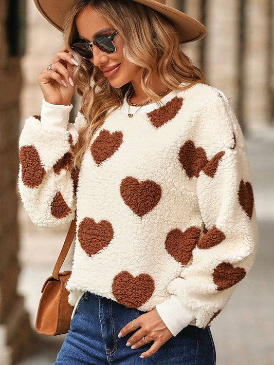 SUDADERA DE CORAZONES ABRIGADA