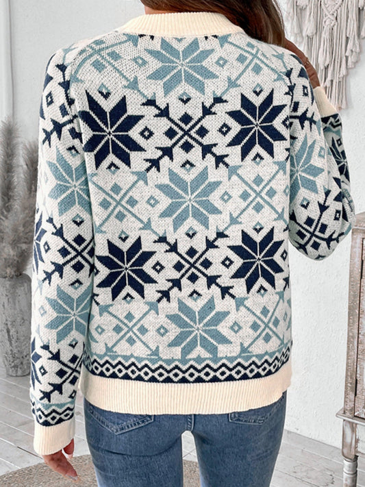 JERSEY AZUL GEOMÉTRICO CON COPOS DE NIEVE