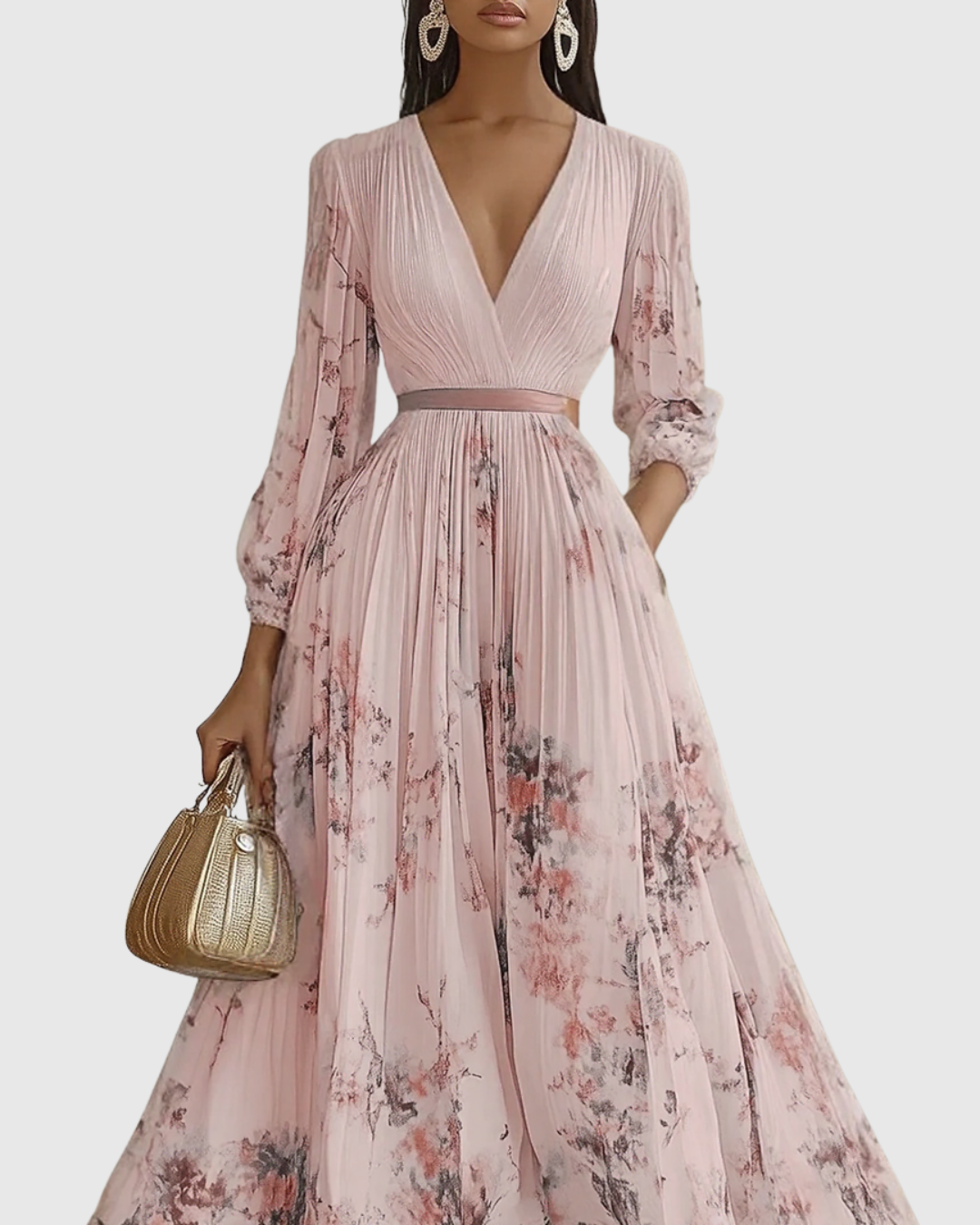 ROWELLA VESTIDO MAXI PLISADO ELEGANTE
