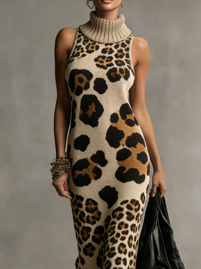 DRESS BROWN | LEOPARD MAXI FLOW