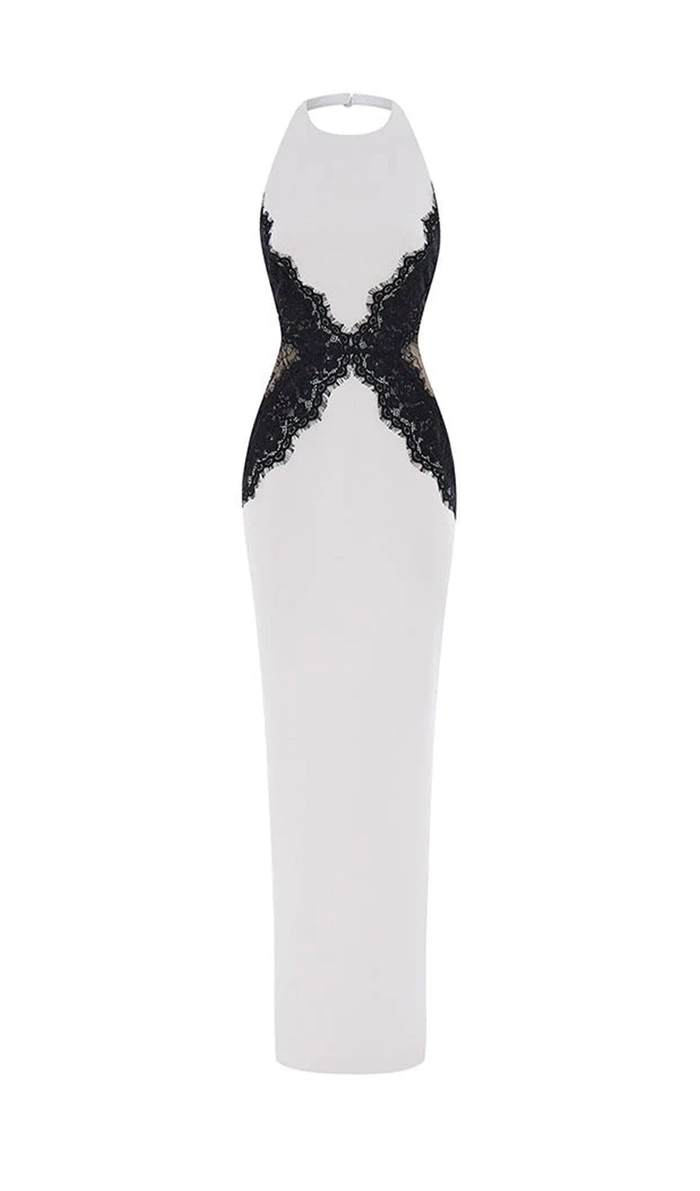 VESTIDO LARGO DE ENCAJE CON ESPALDA ABIERTA
