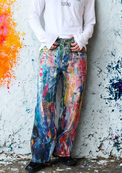 JEANS ARTÍSTICOS WIDE LEG PINTADOS A MANO