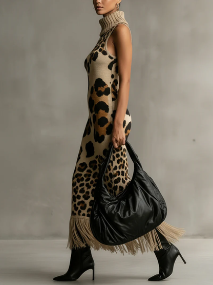DRESS BROWN | LEOPARD MAXI FLOW