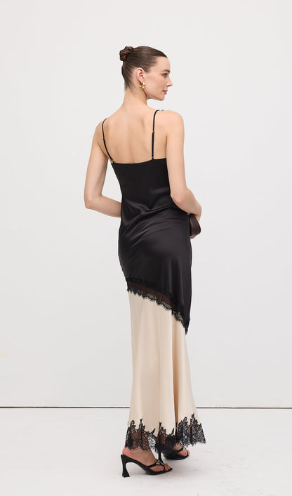 VESTIDO LARGO CON ENCAJE