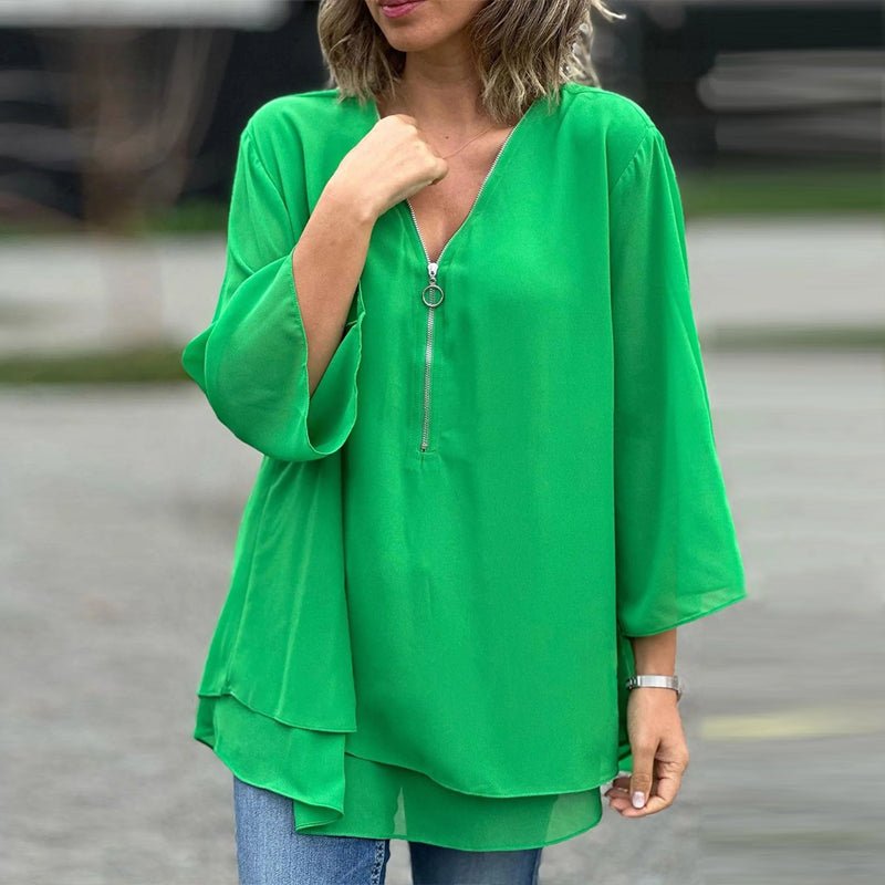 Lorelai  – Blusa de Gasa con Cremallera