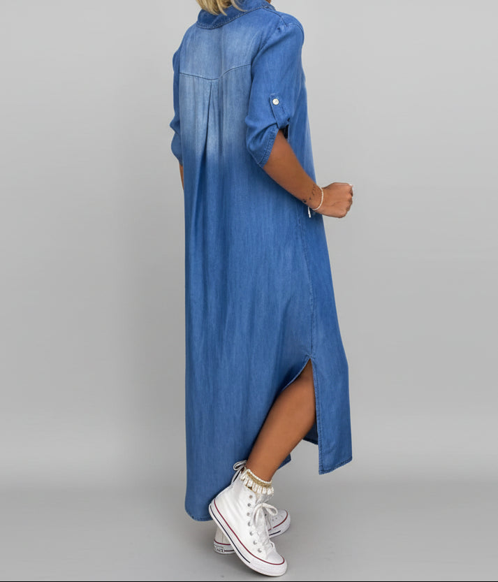 Inea – Vestido denim con cuello en V