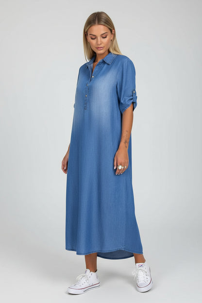 Inea – Vestido denim con cuello en V