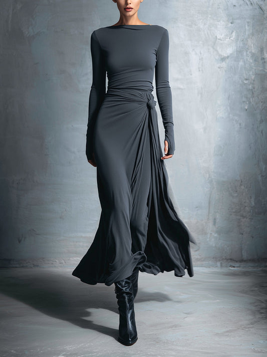 VESTIDO MAXI CON NUDO LATERAL VITTORIA