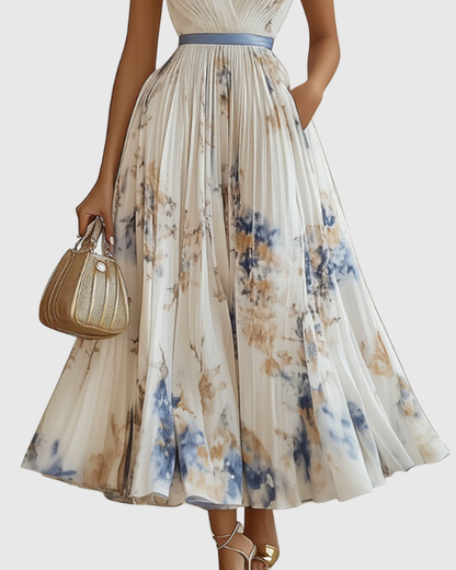 ROWELLA VESTIDO MAXI PLISADO ELEGANTE