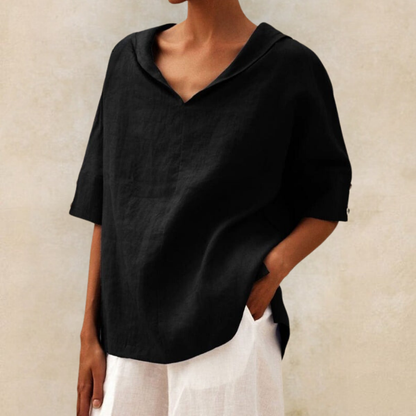 Jamilla – Camisa de lino con escote en V